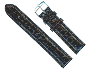 GENUINA CORREA NEGRA COCODRILO 18mm EXTRA LARGA Y GENUINA HEBILLA DE ACERO TUDOR - Imagen 1 de 6