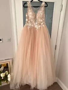 New with Labels BIANKO Evento Champagne Wedding Dress Size 12 With Veil - Picture 1 of 14
