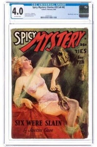 Spicy Mystery Stories #33 Februar 1938 CGC VG 4.0 Parkhurst Good girl/frog-man Cvr - Bild 1 von 2