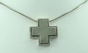 Vintage Unisex Kette 925er Silber mit Kreuz Anhänger  - Picture 1 of 7
