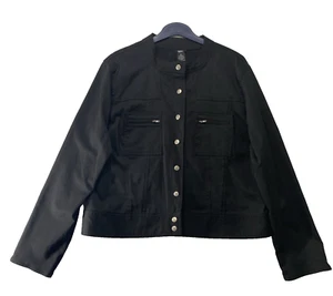 Mossimo Damen XL schwarz Jacke Moto Biker Druckknöpfe Reißverschlusstaschen und Ärmel - Bild 1 von 12