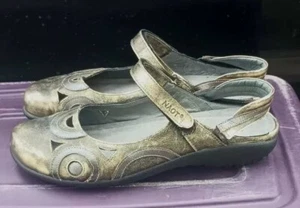 Naot Rongo Mary jane Slingbacks, Size 11/11.5 EU 42, Metallic Silver Gold - Picture 1 of 9
