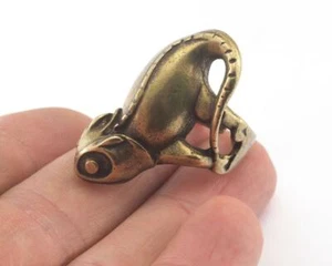 Anelli Camaleonte Regolabili Antico Bronzo Ottone Animale Natura Selvaggia Donna 2829 - Foto 1 di 2