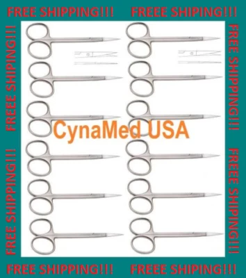 12 PIEZAS Tijeras de Iris 4.5" Instrumentos Dentales Quirúrgicos Rectos Nuevos Foto 1 de 2