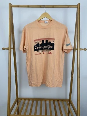 VTG 80s The Carlyle Great Eight Reebok Seiko Single Stitch Thin Peach T-Shirt XL Foto 1 de 4