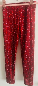 Lily & Dan Girls Fleeced Legging Pants size M Burgundy Maroon w/red and pink - Picture 1 of 3