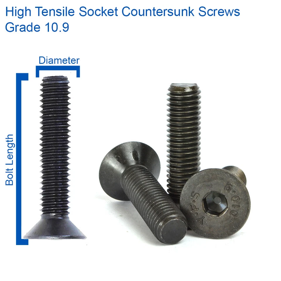 A2Z FAST M3 - 3mm COUNTERSUNK ALLEN KEY BOLTS CSK SOCKET HIGH TENSILE SCREWS GRADE 10.9