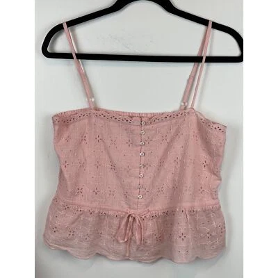 Top Corto Aerie Rosa Ojales Encaje Peplum - Talla M Cottagecore Foto 1 de 4