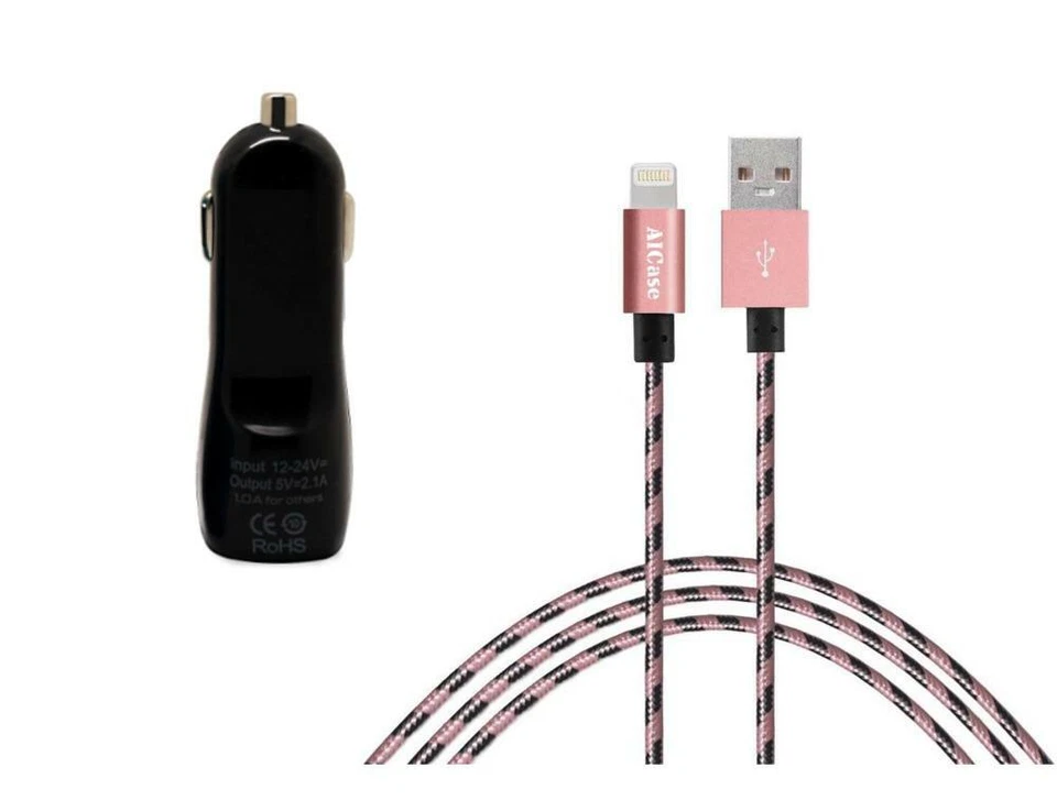 Cable USB Lightning + Cargador de Coche para TODOS los iPhones de Apple - Certificado MFI EE. UU. Vendido Foto 1 de 1