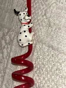 101 Dalmatians (?) Straw Red Spiral Plastic Puppy Dog Vintage  - Picture 1 of 6