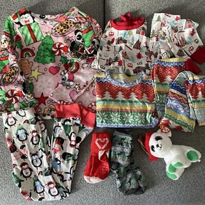 Girls Christmas Pajamas Size 6 Gymboree PJ Place Beanie Boos Lot of 7 Pieces - Picture 1 of 18