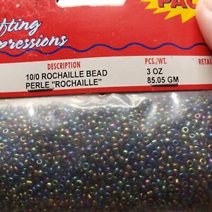 Black Rainbow Seed Bead Pack Rochaille Perle 10/0 #140 Westrim Crafts 3 oz/85.05