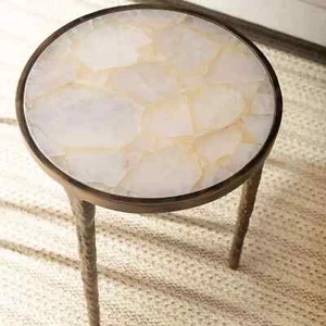 Mesa de ágata de cuarzo rosa natural de 12"x12", mesa de centro, mesa de dormitorio, mesa auxiliar - Imagen 1 de 6