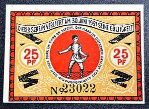 STEINFELD NOTGELD 25 PFENNIG 1920 EMERGENCY MONEY GERMANY BANKNOTE (33787) - Picture 1 of 2