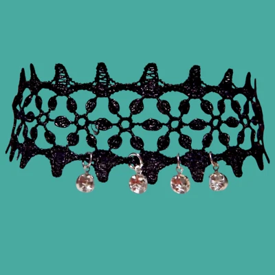 NEGRO COPOS DE NIEVE oscuro invierno princesa encaje banda collar gargantilla collar gótico P3 Foto 1 de 3