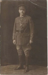 STUDIO RP POSTCARD WWI OFFICER DAVID WYNNE TAKEN ARMISTICE DAY 10.11.1925 AGE 68 - Picture 1 of 2