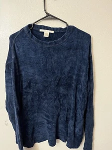 Perry Ellis Blue Long Sleeve Crew Neck Pullover Sweater Shirt L Acrylic Rayon - Picture 1 of 5