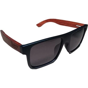 Gafas de sol con marco cuadrado de madera unisex negras UV400 - Imagen 1 de 4