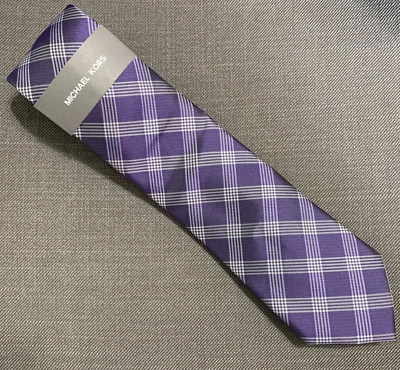 Corbata para hombre Michael Kors púrpura a cuadros lombardo mezcla de seda precio de venta sugerido por el fabricante 69,50 USD Foto 1 de 3