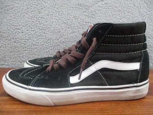 Scarpe da skate VANS Sk8 HI da uomo in pelle scamosciata nero ~ bianco ottico taglia 9 5 (42 5)