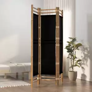 NNEVL Folding 3-Panel Room Divider 120 cm Bamboo and Canvas - Picture 1 of 9