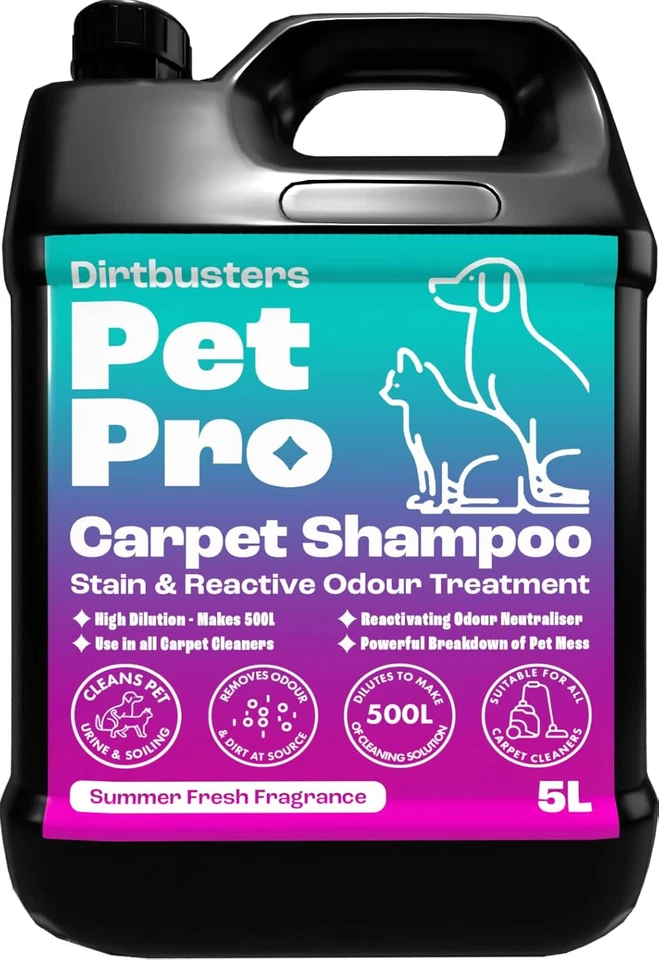 Dirtbusters Pet Pro Teppichreiniger Shampoo Lösung (5L) Tiefenreinigung Fleckenrester - Bild 1 von 4