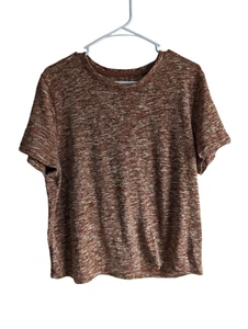 Lou & Grey Orange Space Dye Knit Top Short Sleeve Casual Women's Size XXL - Picture 1 of 5