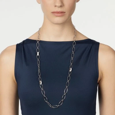 SODINI Collana Lunga Argento Anelli di Zirconi – Judith 842360 (Rodio/Cristallo) - Immagine 1 di 2