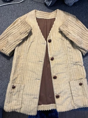 Mini-saia e jaqueta feminina vintage década de 1960 de veludo Wide Wale tamanho 10 - Imagem 1 de 2