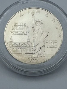 1986 S ELLIS ISLAND  Proof Commemorative 90% Silver Dollar Statue Of Liberty - Picture 1 of 4
