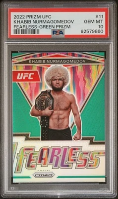 2022 Panini Prizm UFC Fearless Khabib Nurmagomedov #11 Green PSA 10 - Image 1 of 2