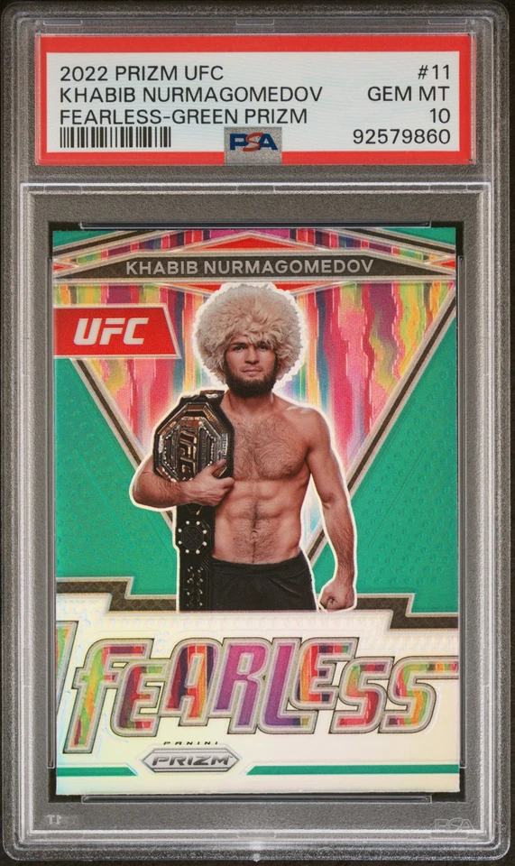 2022 Panini Prizm UFC Fearless Khabib Nurmagomedov #11 Green PSA 10 - Image 1 of 2