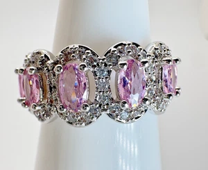 Size 6 Bomb Party Ring - RG16076 Precious Echoes - Rose Quartz CZ On Rhodium - Picture 1 of 5