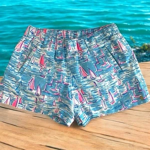 Lilly Pulitzer LILO 100 % Leinen 4 Zoll Shorts Sansibar blau Boatylicious Größe Small - Bild 1 von 9