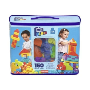 150pc Mattel Mega Bloks Building Bag Educational Building Toy 35x30cm Kids 1y+ - Picture 1 of 3