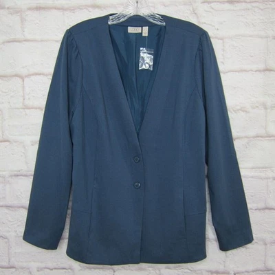 LOGO by Lori Goldstein Stylist Ponte Puff Sleeve Jacket A389307 Blue sz XL NWOT - Image 1 of 4