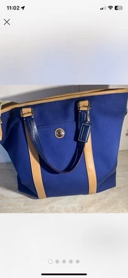 Bolso Mensajero de Lona Azul Tostado Coach Bolso de Hombro Cartera Foto 1 de 4