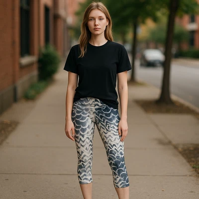 Pantalones Lululemon Mujer 6 Negro Blanco Capri Cortos Tiro Alto Wunder Bajo Estampado Foto 1 de 4