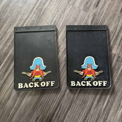 1976 76 Yosemite Sam Back Off Warner Bros Mud Flaps Splash Guards Truck Set Pair - Image 1 of 4