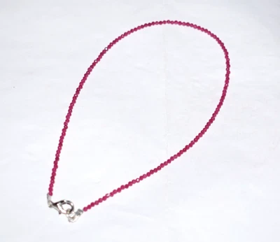 925 Sterling Silver Natural Red Ruby Gemstone 2 mm Beads 28" String Necklaces — 第 1/4 张图片