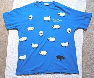 Vintage Heifer Project International Hemd Herren Large blau 90er Schaf Tier - Bild 1 von 8