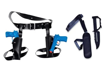 JOKESHOP.COM Holster Set - Doppel Oberschenkelholster & Messer Knöchelholster Lara Croft Kostüm