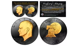 1976 BLACK RUTHENIUM Bicentennial Eisenhower Dollar w/ 24K GOLD features 2-Sided - Picture 1 of 1