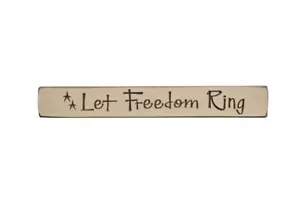 Let Freedom Ring - 12" Engraved Wood Sign Shelf Sitter Block Ivory - Patriotic - Picture 1 of 1