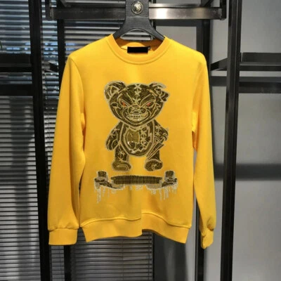 Hombres Moda Oso Tendencia Lo último Diamante Estrás Lujo Sudadera con Capucha Invierno Sudadera Foto 1 de 4