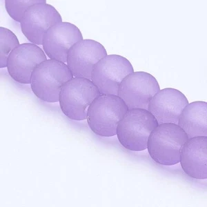 Strand 200+ 4mm Frosted Medium Purple Glass Plain Round Beads UK - Picture 1 of 3