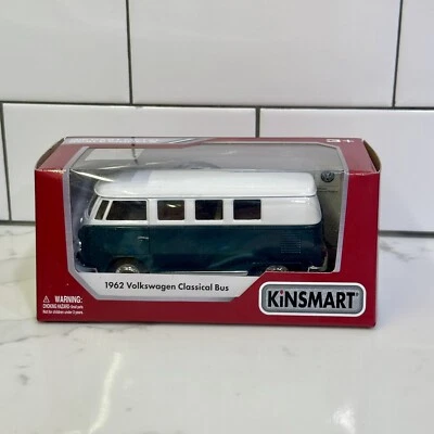 Kinsmart 1962 Volkswagen VW Classical Bus Green & White 1:32 Scale Diecast 5" - Image 1 of 4
