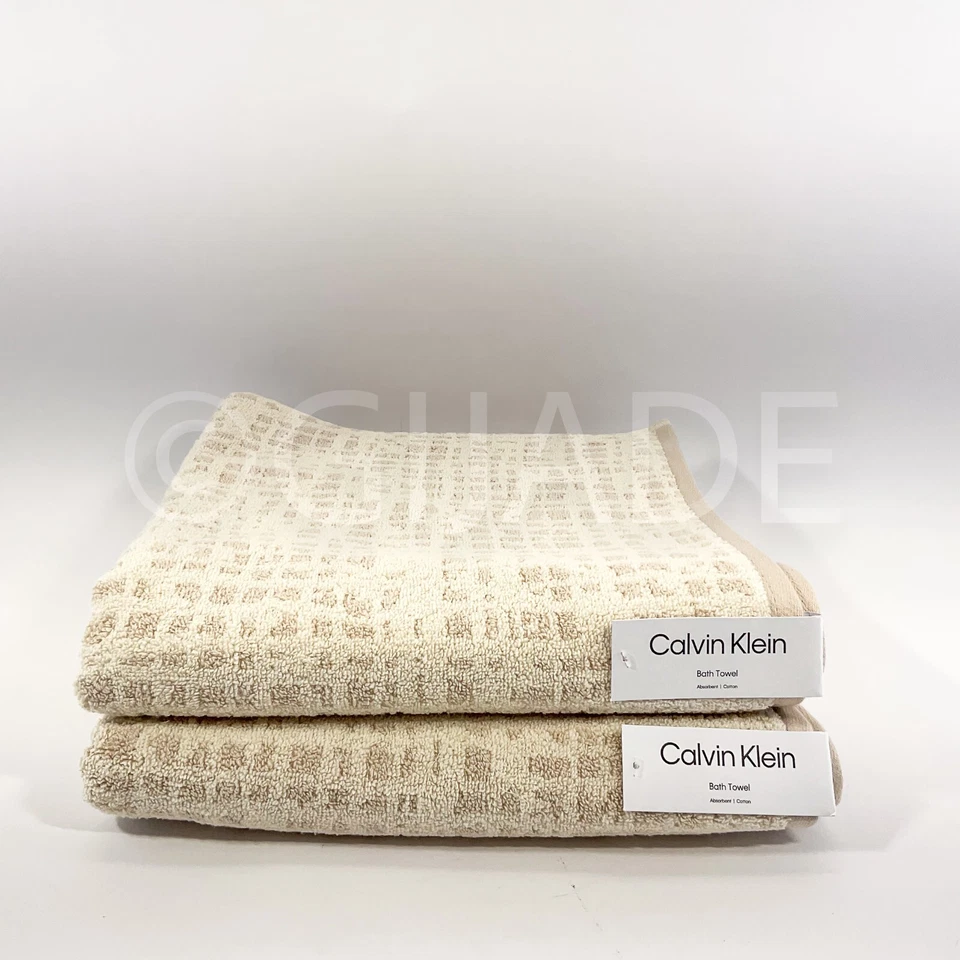 Juego de toallas de baño Calvin Klein 2 piezas beige 100 % algodón nuevo Foto 1 de 4