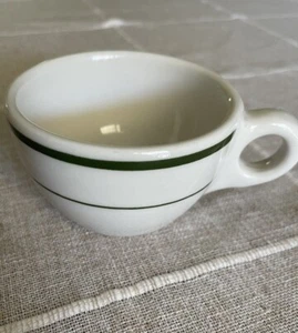 ALLEGHENY Buffalo China Restaurant Ware Coffee Cup - Green Bands Made In USA - Picture 1 of 4