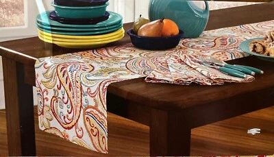 Corredor de mesa Fiesta Ware 14 x 70 multicolorido paisley 60% algodão 40% poliéster - Imagem 1 de 2
